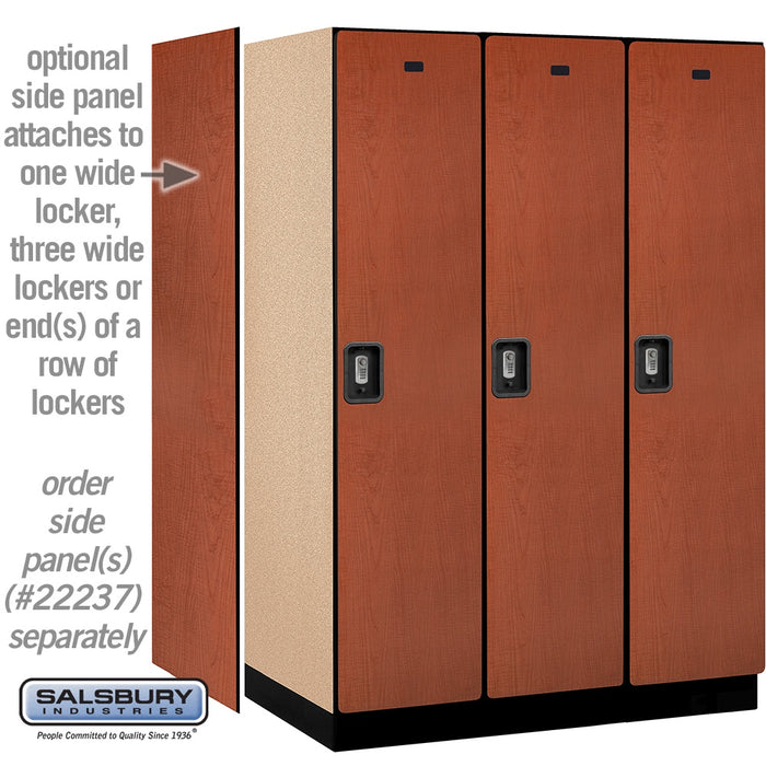 Salsbury 18" Wide Single Tier Designer Wood Locker - 3 Wide - 6 Feet High - 24 Inches Deep - Cherry - Silver Resettable Combination Locks - Sweatfully