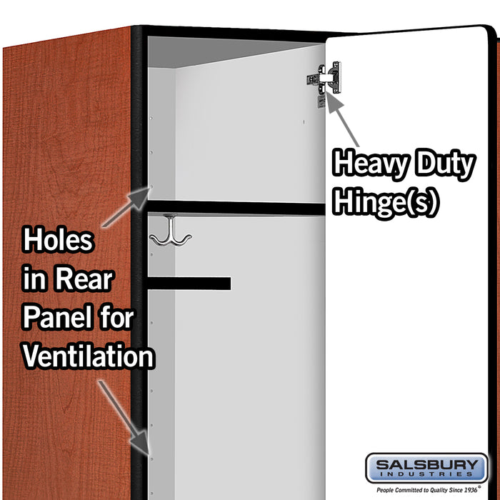 Salsbury 18" Wide Single Tier Designer Wood Locker - 3 Wide - 6 Feet High - 24 Inches Deep - Cherry - Hasps - Sweatfully