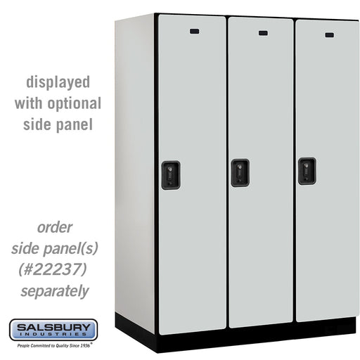 Salsbury 18" Wide Single Tier Designer Wood Locker - 3 Wide - 6 Feet High - 24 Inches Deep - Gray - Black Resettable Combination Locks - Sweatfully