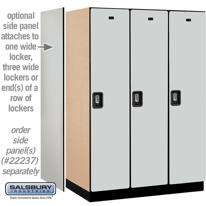 Salsbury 18" Wide Single Tier Designer Wood Locker - 3 Wide - 6 Feet High - 24 Inches Deep - Gray - Silver Resettable Combination Locks - Sweatfully