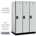 Salsbury 18" Wide Single Tier Designer Wood Locker - 3 Wide - 6 Feet High - 24 Inches Deep - Gray - Silver Resettable Combination Locks - Sweatfully