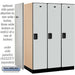 Salsbury 18" Wide Single Tier Designer Wood Locker - 3 Wide - 6 Feet High - 24 Inches Deep - Gray - Hasps - Sweatfully
