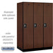 Salsbury 18" Wide Single Tier Designer Wood Locker - 3 Wide - 6 Feet High - 24 Inches Deep - Mahogany - Silver Resettable Combination Locks - Sweatfully
