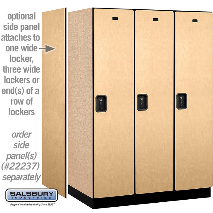 Salsbury 18" Wide Single Tier Designer Wood Locker - 3 Wide - 6 Feet High - 24 Inches Deep - Maple - Black Resettable Combination Locks - Sweatfully