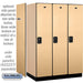 Salsbury 18" Wide Single Tier Designer Wood Locker - 3 Wide - 6 Feet High - 24 Inches Deep - Maple - Black Resettable Combination Locks - Sweatfully