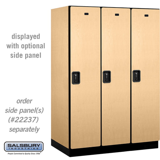 Salsbury 18" Wide Single Tier Designer Wood Locker - 3 Wide - 6 Feet High - 24 Inches Deep - Maple - Black Resettable Combination Locks - Sweatfully