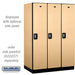 Salsbury 18" Wide Single Tier Designer Wood Locker - 3 Wide - 6 Feet High - 24 Inches Deep - Maple - Silver Resettable Combination Locks - Sweatfully
