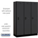 Salsbury 18" Wide Single Tier Designer Wood Locker - 3 Wide - 6 Feet High - 18 Inches Deep - Black - Black Resettable Combination Locks - Sweatfully
