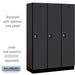 Salsbury 18" Wide Single Tier Designer Wood Locker - 3 Wide - 6 Feet High - 18 Inches Deep - Black - Silver Resettable Combination Locks - Sweatfully