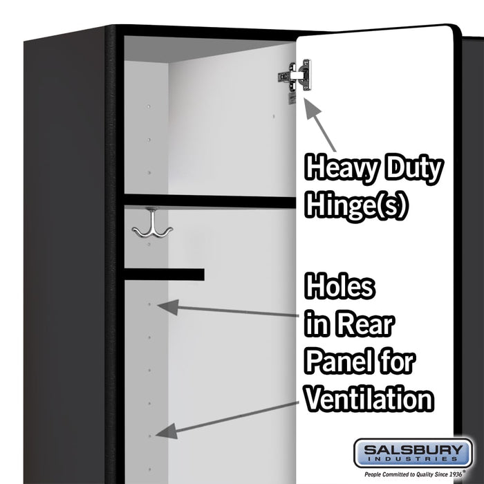 Salsbury 18" Wide Single Tier Designer Wood Locker - 3 Wide - 6 Feet High - 18 Inches Deep - Black - Hasps - Sweatfully