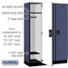 Salsbury 18" Wide Single Tier Designer Wood Locker - 3 Wide - 6 Feet High - 18 Inches Deep - Blue - Black Resettable Combination Locks - Sweatfully