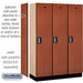 Salsbury 18" Wide Single Tier Designer Wood Locker - 3 Wide - 6 Feet High - 18 Inches Deep - Cherry - Silver Electronic Locks - Sweatfully