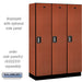 Salsbury 18" Wide Single Tier Designer Wood Locker - 3 Wide - 6 Feet High - 18 Inches Deep - Cherry - Silver Electronic Locks - Sweatfully