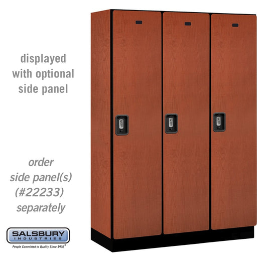 Salsbury 18" Wide Single Tier Designer Wood Locker - 3 Wide - 6 Feet High - 18 Inches Deep - Cherry - Silver Resettable Combination Locks - Sweatfully