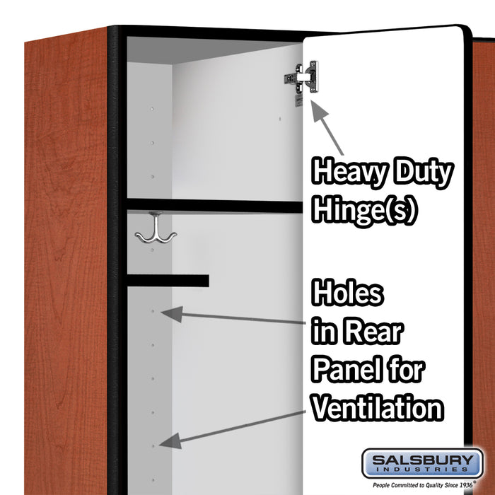 Salsbury 18" Wide Single Tier Designer Wood Locker - 3 Wide - 6 Feet High - 18 Inches Deep - Cherry - Hasps - Sweatfully