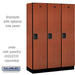 Salsbury 18" Wide Single Tier Designer Wood Locker - 3 Wide - 6 Feet High - 18 Inches Deep - Cherry - Hasps - Sweatfully