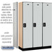 Salsbury 18" Wide Single Tier Designer Wood Locker - 3 Wide - 6 Feet High - 18 Inches Deep - Gray - Black Electronic Locks - Sweatfully