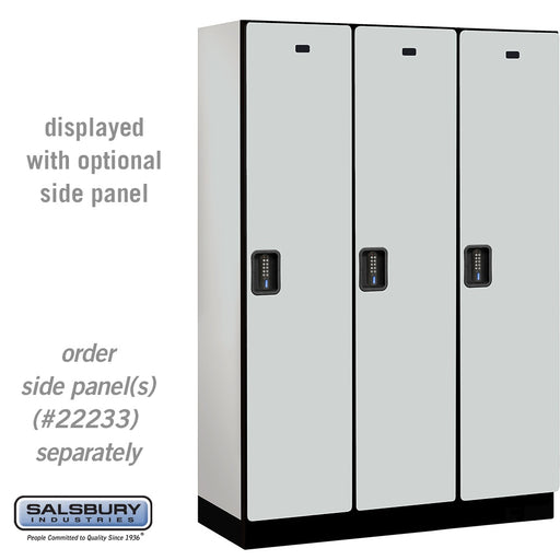 Salsbury 18" Wide Single Tier Designer Wood Locker - 3 Wide - 6 Feet High - 18 Inches Deep - Gray - Black Electronic Locks - Sweatfully