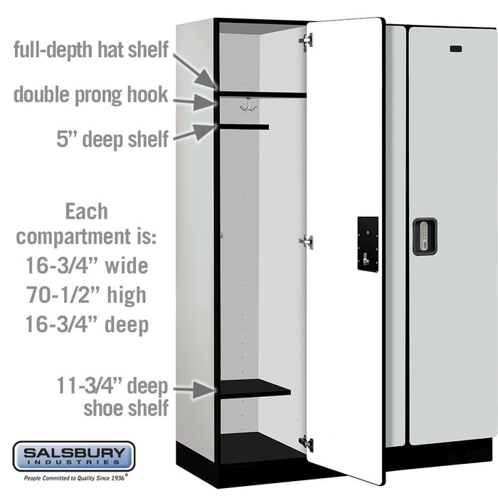 Salsbury 18" Wide Single Tier Designer Wood Locker - 3 Wide - 6 Feet High - 18 Inches Deep - Gray - Silver Electronic Locks - Sweatfully
