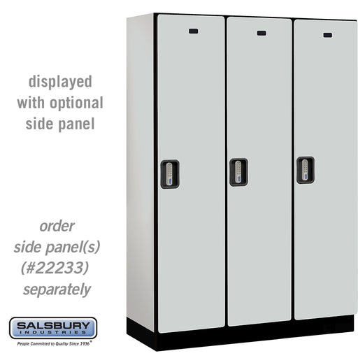 Salsbury 18" Wide Single Tier Designer Wood Locker - 3 Wide - 6 Feet High - 18 Inches Deep - Gray - Silver Electronic Locks - Sweatfully