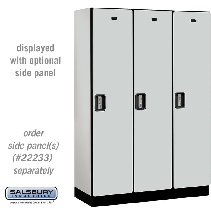 Salsbury 18" Wide Single Tier Designer Wood Locker - 3 Wide - 6 Feet High - 18 Inches Deep - Gray - Silver Electronic Locks - Sweatfully