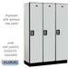 Salsbury 18" Wide Single Tier Designer Wood Locker - 3 Wide - 6 Feet High - 18 Inches Deep - Gray - Silver Electronic Locks - Sweatfully
