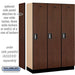 Salsbury 18" Wide Single Tier Designer Wood Locker - 3 Wide - 6 Feet High - 18 Inches Deep - Mahogany - Silver Electronic Locks - Sweatfully