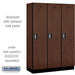 Salsbury 18" Wide Single Tier Designer Wood Locker - 3 Wide - 6 Feet High - 18 Inches Deep - Mahogany - Silver Electronic Locks - Sweatfully