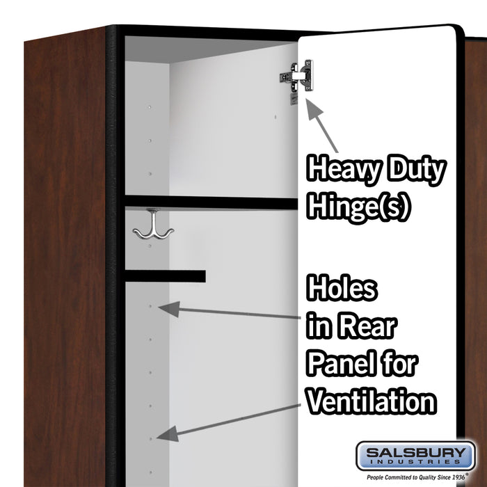 Salsbury 18" Wide Single Tier Designer Wood Locker - 3 Wide - 6 Feet High - 18 Inches Deep - Mahogany - Hasps - Sweatfully