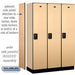 Salsbury 18" Wide Single Tier Designer Wood Locker - 3 Wide - 6 Feet High - 18 Inches Deep - Maple - Black Resettable Combination Locks - Sweatfully