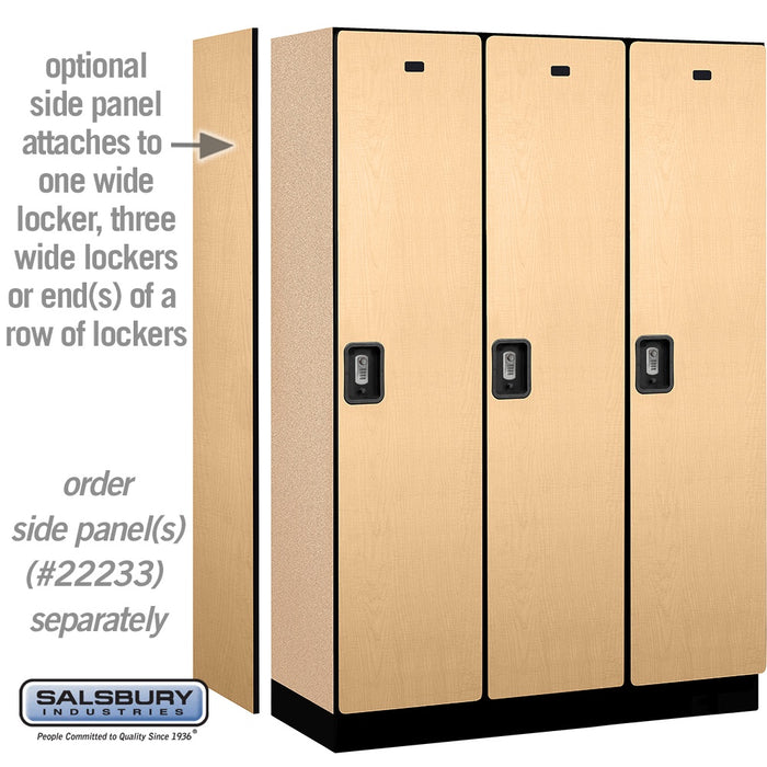 Salsbury 18" Wide Single Tier Designer Wood Locker - 3 Wide - 6 Feet High - 18 Inches Deep - Maple - Silver Resettable Combination Locks - Sweatfully