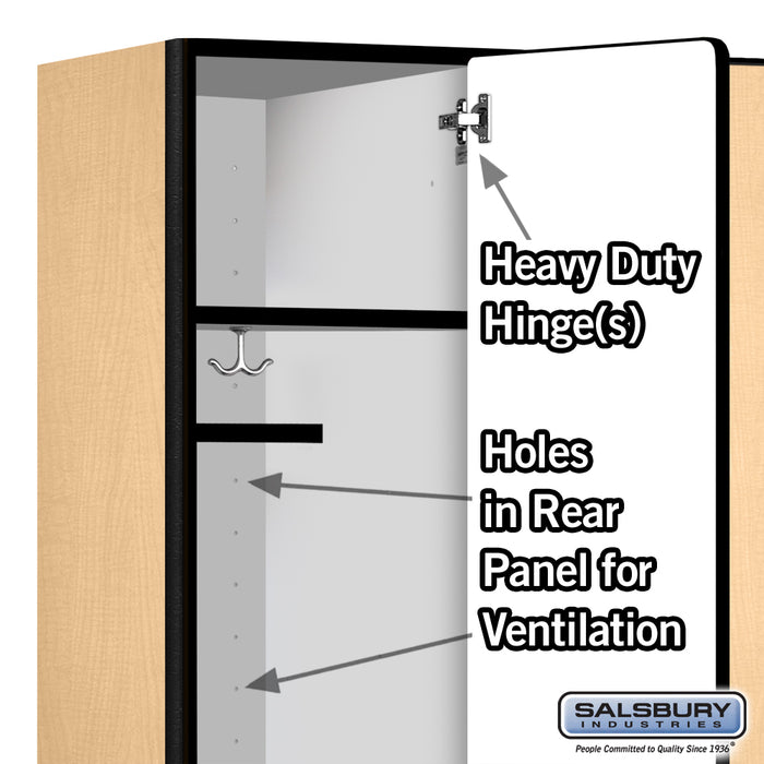 Salsbury 18" Wide Single Tier Designer Wood Locker - 3 Wide - 6 Feet High - 18 Inches Deep - Maple - Hasps - Sweatfully