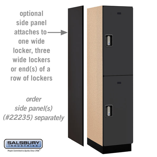 Salsbury 18" Wide Double Tier Designer Wood Locker - 1 Wide - 6 Feet High - 21 Inches Deep - Black - Silver Electronic Locks - Sweatfully