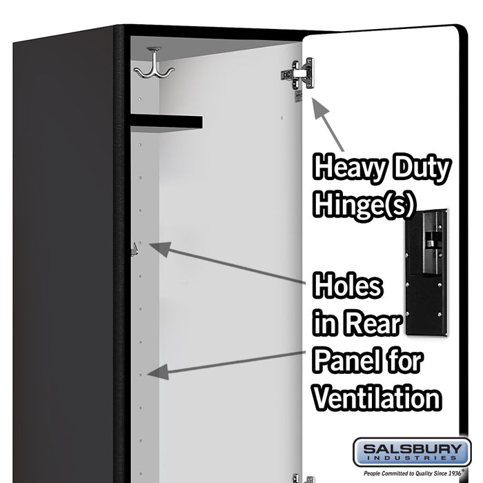 Salsbury 18" Wide Double Tier Designer Wood Locker - 1 Wide - 6 Feet High - 21 Inches Deep - Black - Hasps - Sweatfully