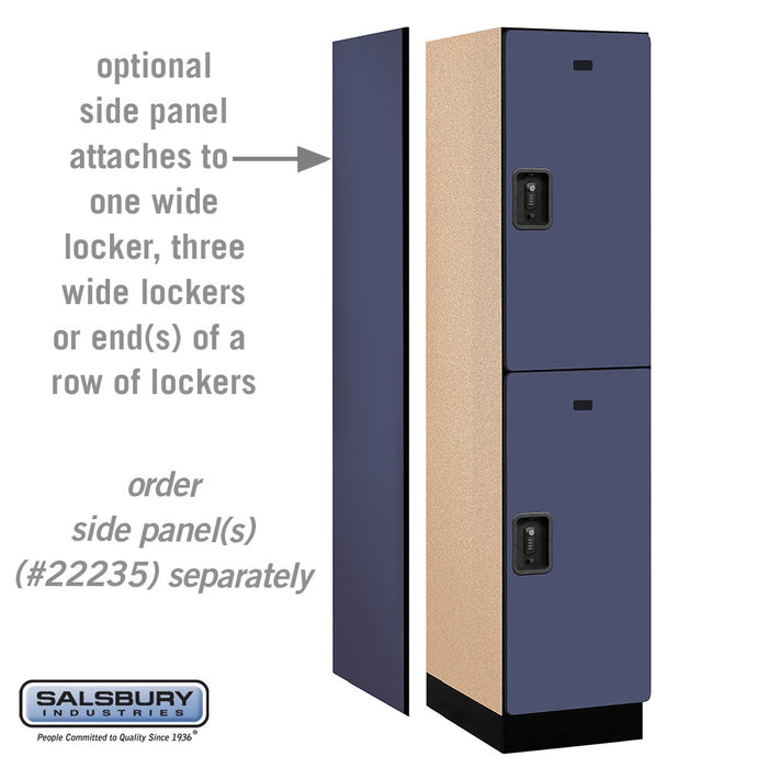 Salsbury 18" Wide Double Tier Designer Wood Locker - 1 Wide - 6 Feet High - 21 Inches Deep - Blue - Black Resettable Combination Locks - Sweatfully