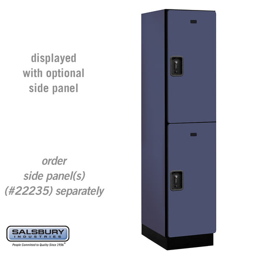 Salsbury 18" Wide Double Tier Designer Wood Locker - 1 Wide - 6 Feet High - 21 Inches Deep - Blue - Black Resettable Combination Locks - Sweatfully
