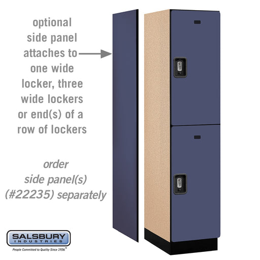 Salsbury 18" Wide Double Tier Designer Wood Locker - 1 Wide - 6 Feet High - 21 Inches Deep - Blue - Silver Resettable Combination Locks - Sweatfully