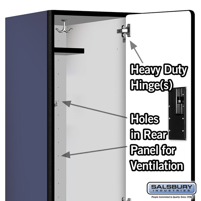 Salsbury 18" Wide Double Tier Designer Wood Locker - 1 Wide - 6 Feet High - 21 Inches Deep - Blue - Hasps - Sweatfully
