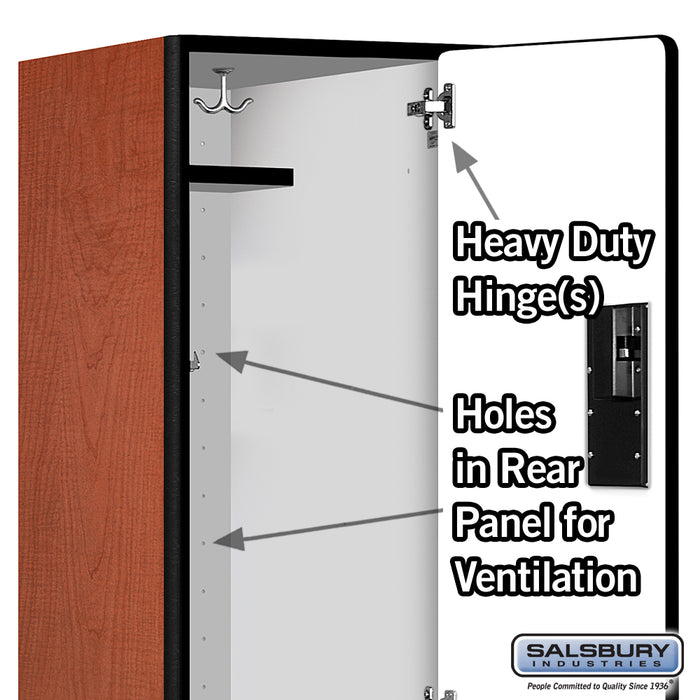 Salsbury 18" Wide Double Tier Designer Wood Locker - 1 Wide - 6 Feet High - 21 Inches Deep - Cherry - Hasps - Sweatfully