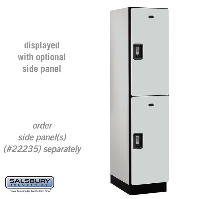 Salsbury 18" Wide Double Tier Designer Wood Locker - 1 Wide - 6 Feet High - 21 Inches Deep - Gray - Silver Resettable Combination Locks - Sweatfully