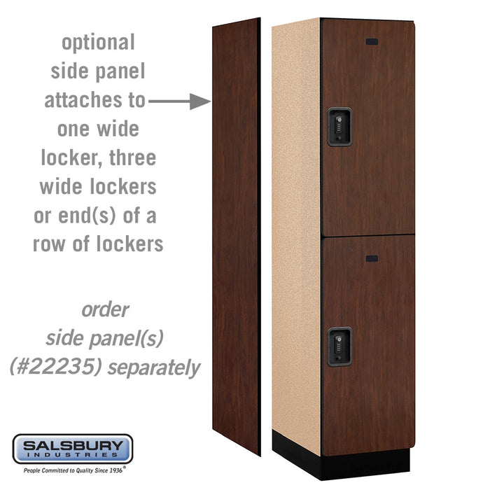 Salsbury 18" Wide Double Tier Designer Wood Locker - 1 Wide - 6 Feet High - 21 Inches Deep - Mahogany - Black Resettable Combination Locks - Sweatfully
