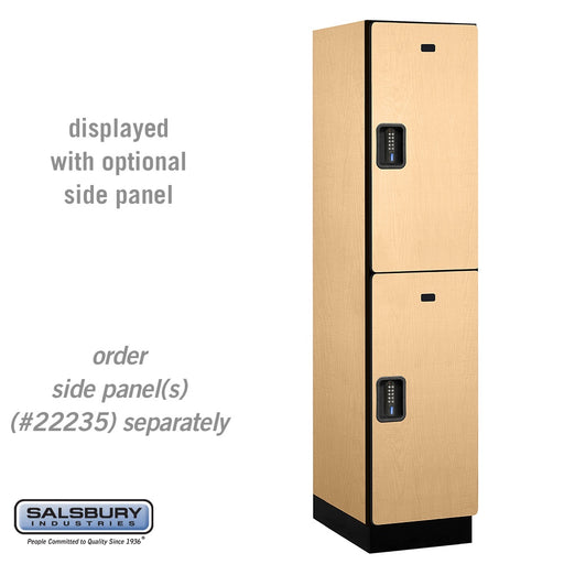 Salsbury 18" Wide Double Tier Designer Wood Locker - 1 Wide - 6 Feet High - 21 Inches Deep - Maple - Black Electronic Locks - Sweatfully