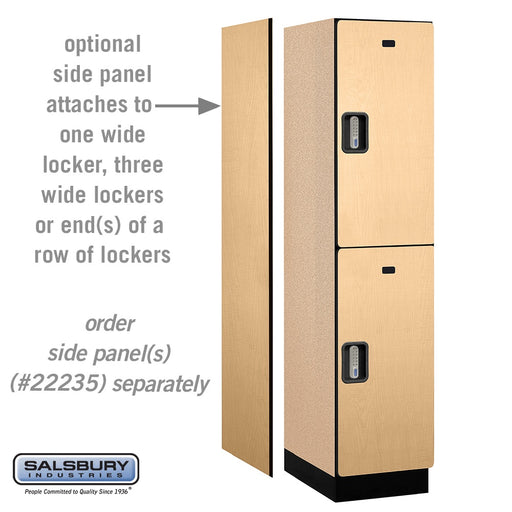 Salsbury 18" Wide Double Tier Designer Wood Locker - 1 Wide - 6 Feet High - 21 Inches Deep - Maple - Silver Electronic Locks - Sweatfully