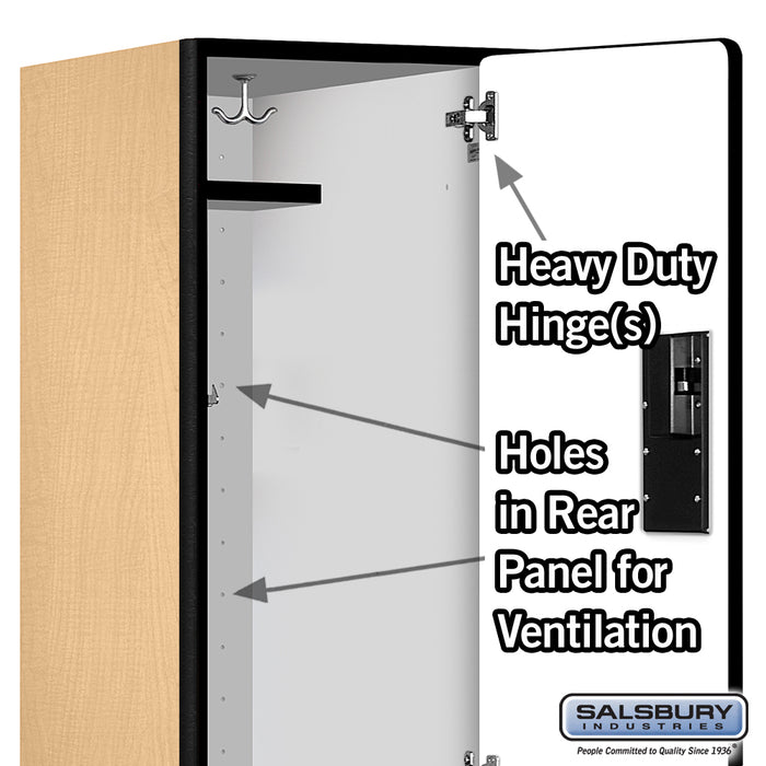 Salsbury 18" Wide Double Tier Designer Wood Locker - 1 Wide - 6 Feet High - 21 Inches Deep - Maple - Hasps - Sweatfully