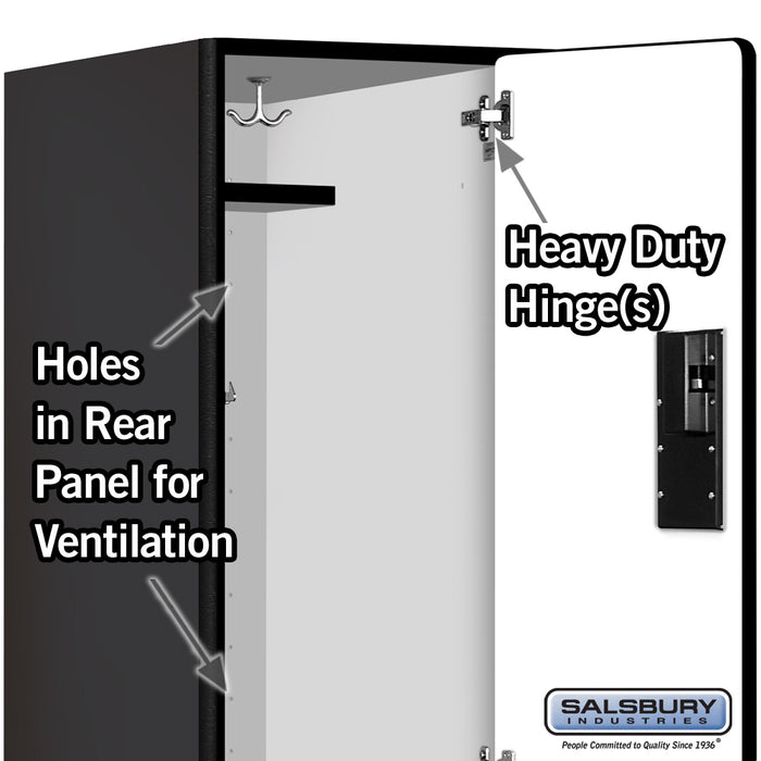 Salsbury 18" Wide Double Tier Designer Wood Locker - 1 Wide - 6 Feet High - 24 Inches Deep - Black - Hasps - Sweatfully