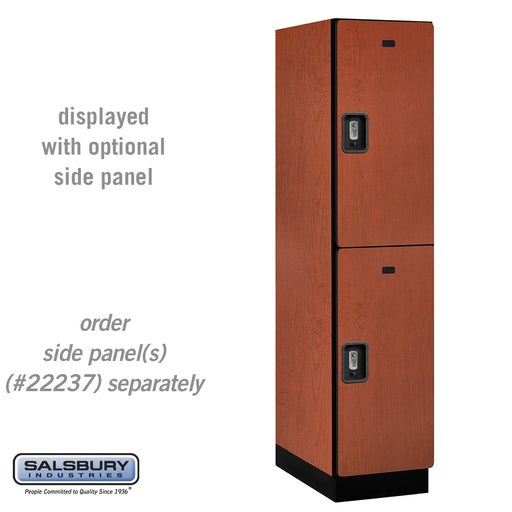 Salsbury 18" Wide Double Tier Designer Wood Locker - 1 Wide - 6 Feet High - 24 Inches Deep - Cherry - Silver Resettable Combination Locks - Sweatfully