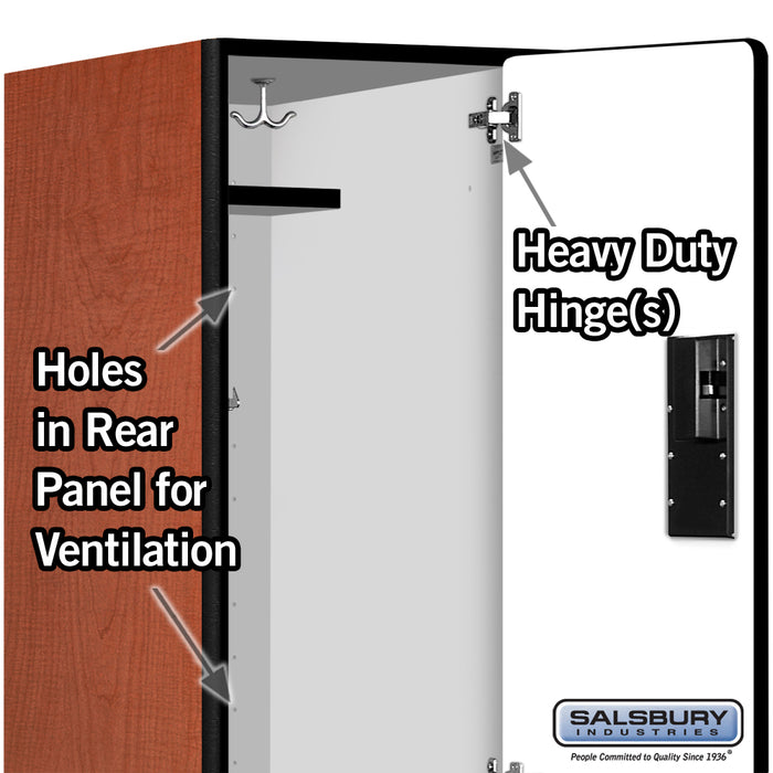 Salsbury 18" Wide Double Tier Designer Wood Locker - 1 Wide - 6 Feet High - 24 Inches Deep - Cherry - Hasps - Sweatfully