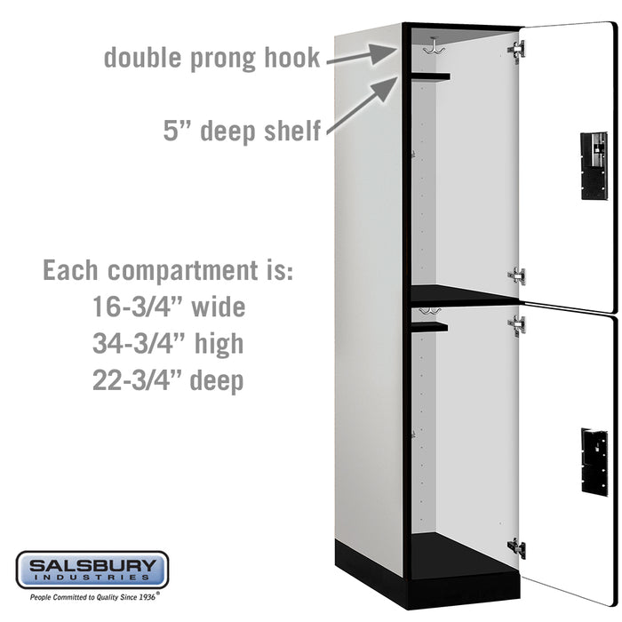 Salsbury 18" Wide Double Tier Designer Wood Locker - 1 Wide - 6 Feet High - 24 Inches Deep - Gray - Hasps - Sweatfully