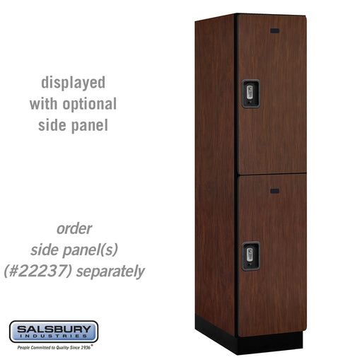 Salsbury 18" Wide Double Tier Designer Wood Locker - 1 Wide - 6 Feet High - 24 Inches Deep - Mahogany - Silver Resettable Combination Locks - Sweatfully
