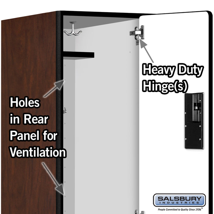 Salsbury 18" Wide Double Tier Designer Wood Locker - 1 Wide - 6 Feet High - 24 Inches Deep - Mahogany - Hasps - Sweatfully